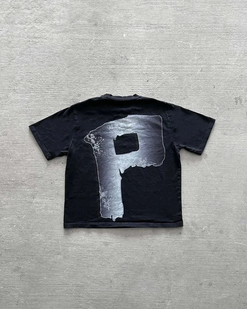 American Retro Letter Print Oversized T Shirt Y2K Streetwear Hip Hop Crew Neck Loose Casual Harajuku Fashion Street Goth Top