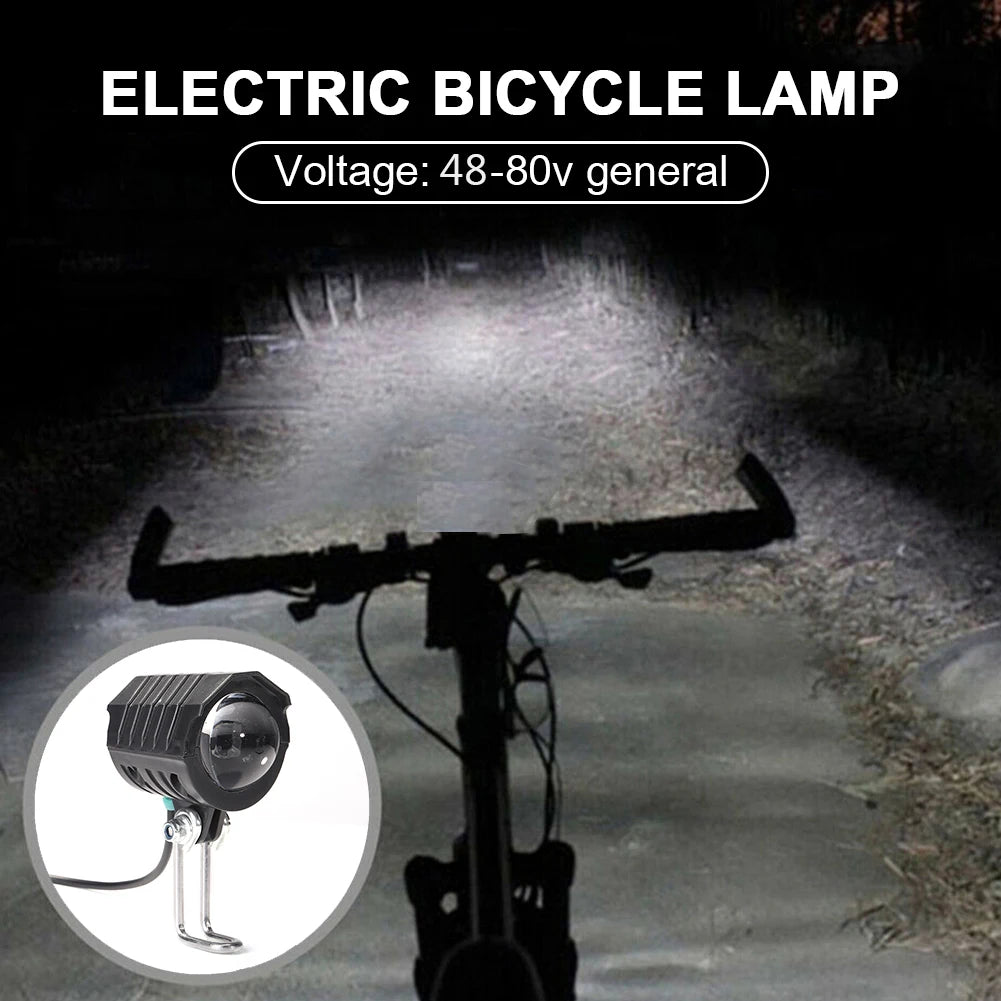 Ebike E-Bike 36V 48V 60V 80V Electric Bicycle Light with Horn Waterproof Scooters Motorcycle Headlight Horn Set Front Headlight