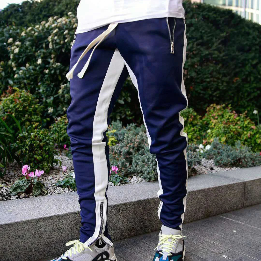 New Autumn Men's Sport Pants Casual Knitted Trousers With Zipper Pockets Solid Color Jogger pants Male pantalon chandal hombre