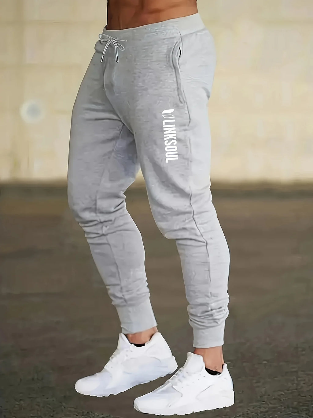 Men's Sports Pants, Lightweight Elastic Waist Fitness Running Pants, Stretch Training Pants for Outdoor Activities, Sportswear