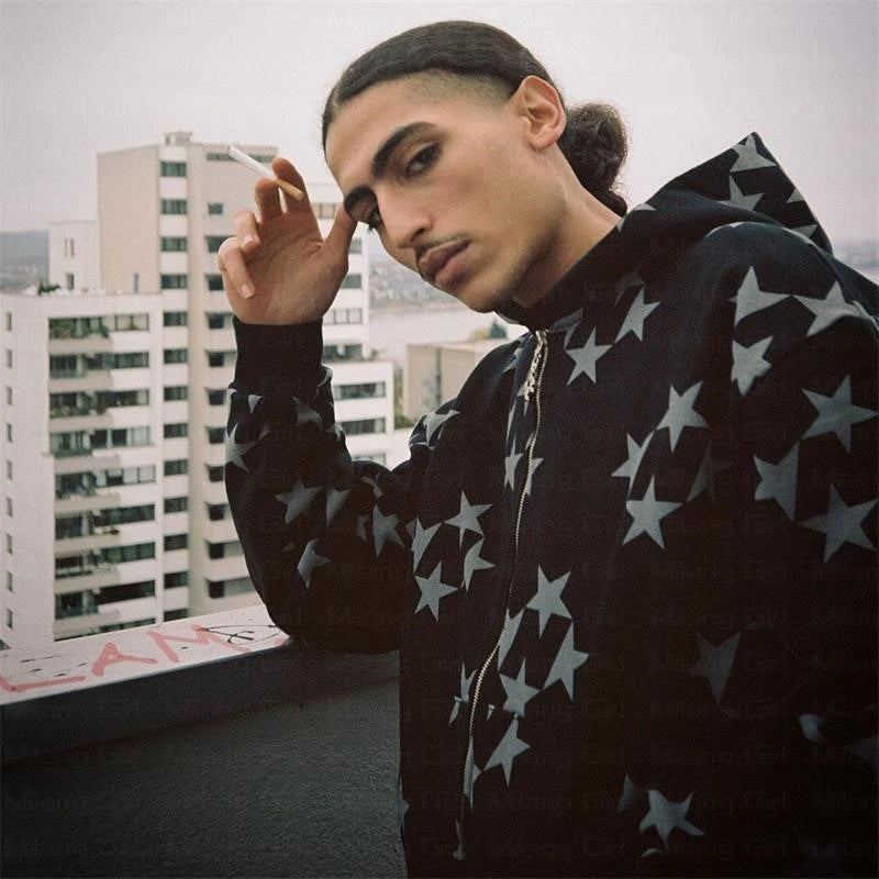 Gothic Long Sleeve Rhinestone Skeleton Hoodie Y2k Jacket Men Hoodies Oversized Full Zip Hoodie Goth Sweatshirt Sport Coat Autumn