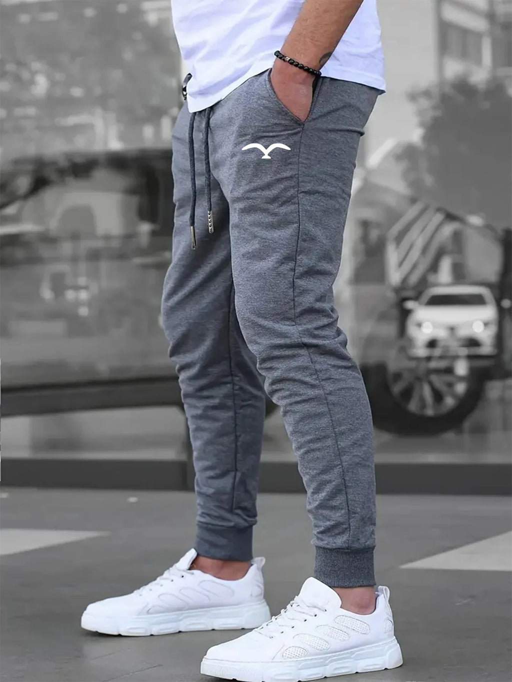 Men's Spring Summer Thin Sports Pants Outdoor Sports Long Pants Spring Autumn Jogging Pants Drawstring Elastic Waist Side