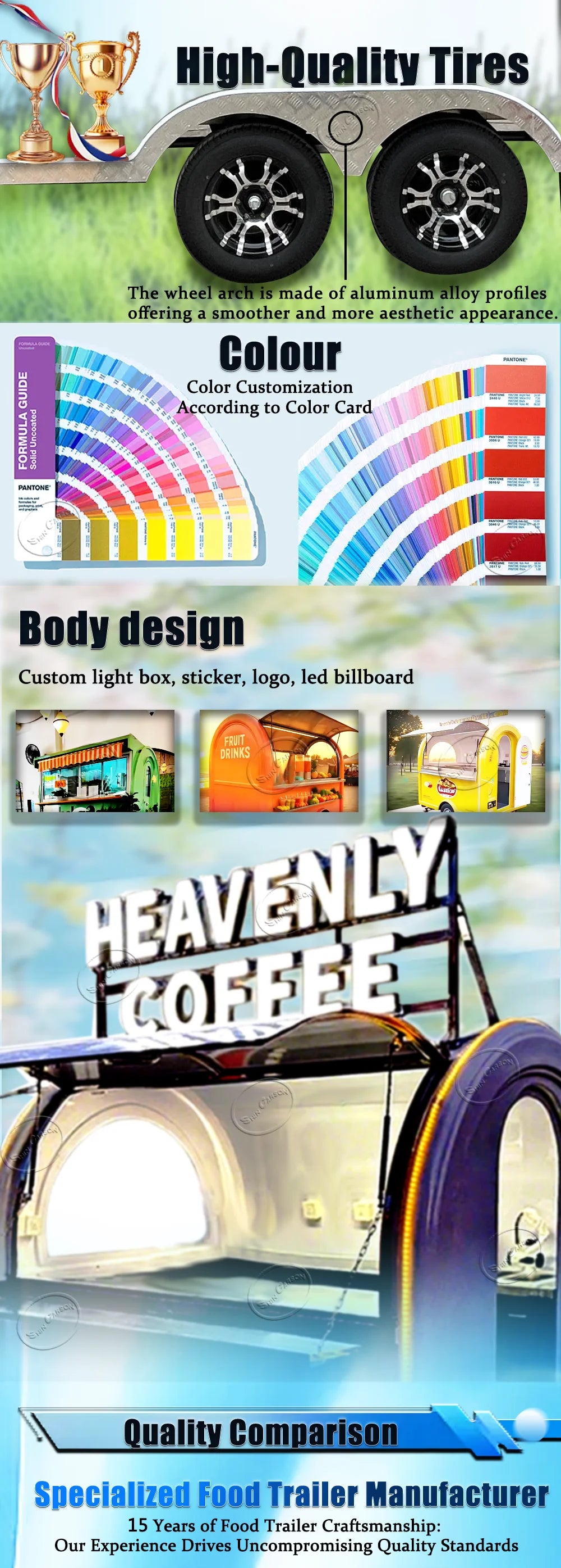 Fully Equipped Ice Cream Food Truck with Full Kitchen Trailer, Fast Food Trailer, Mobile Street Food Cart