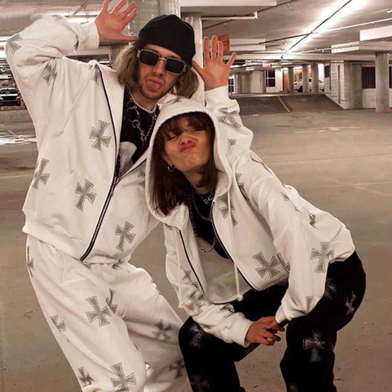 Gothic Long Sleeve Rhinestone Skeleton Hoodie Y2k Jacket Men Hoodies Oversized Full Zip Hoodie Goth Sweatshirt Sport Coat Autumn