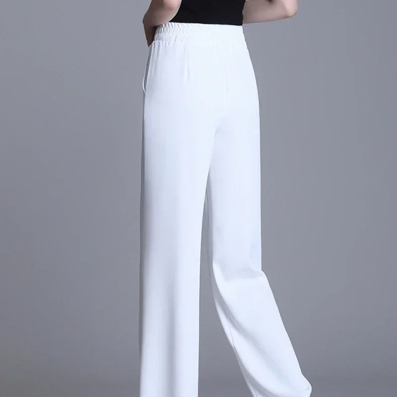 Women Wide Leg Pants Oversized 2025 Korean Fashion Clothing Sexy Bottoms Elegant High Waist Loose Y2k Black White Trousers XXXL