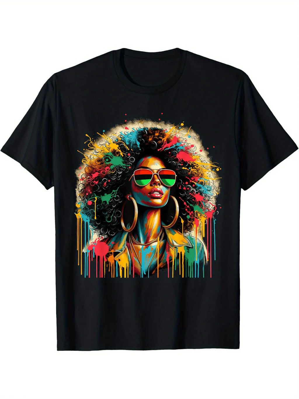 Juneteenth Black Womens Queen Afro African Melanin Dripping T-Shirt Selected pure cotton interesting design