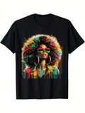 Juneteenth Black Womens Queen Afro African Melanin Dripping T-Shirt Selected pure cotton interesting design