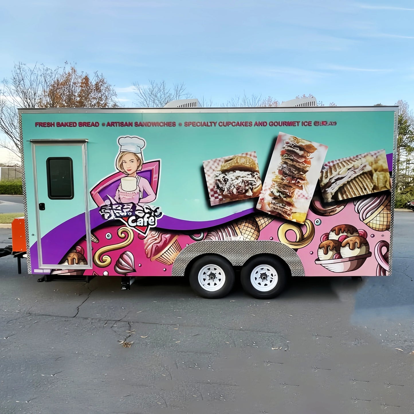 Food Truck Trailer off road camper trailers Outdoor Food Cart Mobile Food Shop with Full Kitchen Equipment in Sale