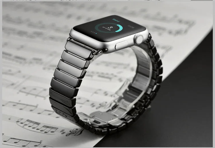 Ceramic Strap for Apple Watch Band 44mm 40mm 45mm 49mm 42mm 38 Stainless steel butterfly bracelet iWatch series 6 3 7 8 se ultra