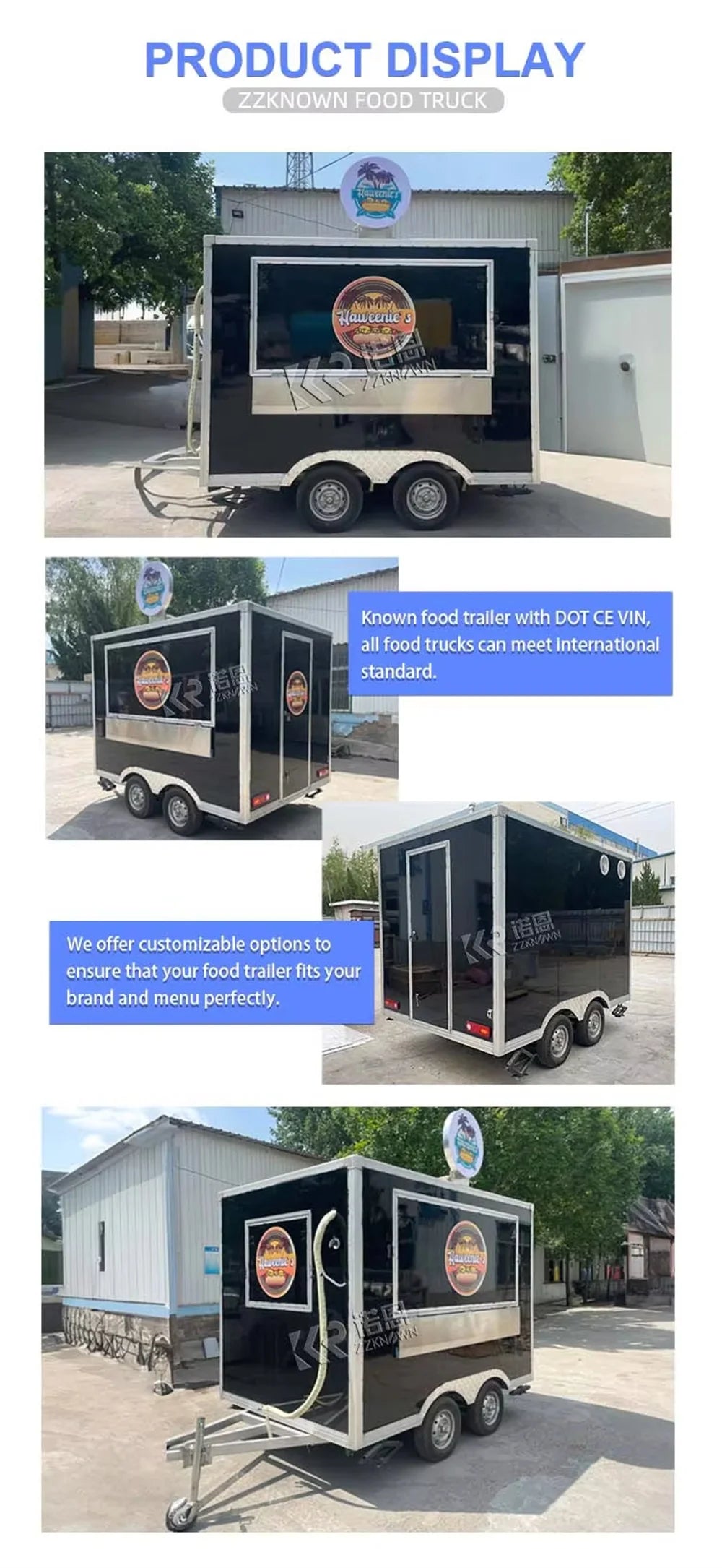 USA Standard Fast Food Truck Mobile Catering Trailer With DOT VIN Concession Food Trailer for Bubble Tea