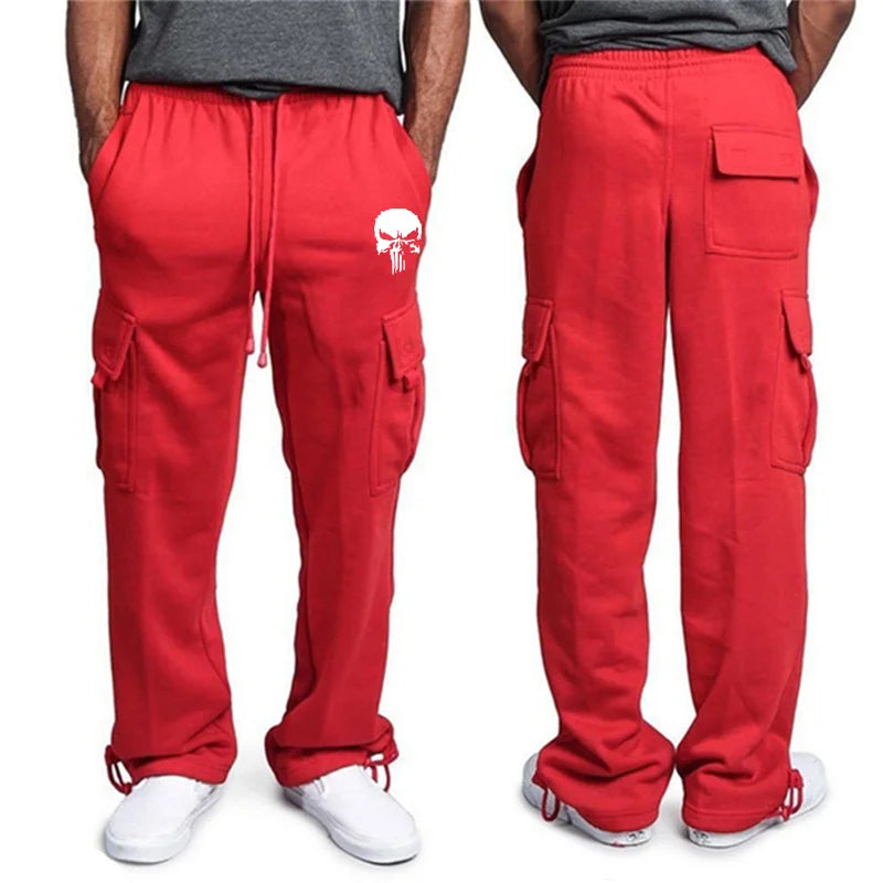 New casual pants men's loose straight large size clothing multi-function work pants black jogging pants casual men's pants