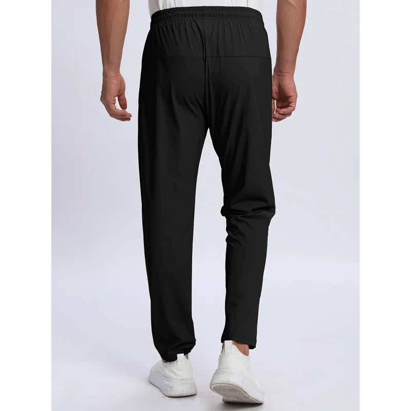 Man 3pc Men's Casual Sports Pants Ice Silk Breathable And Refreshing Elastic Quick-Drying Sports Pants Trousers Fishing Football