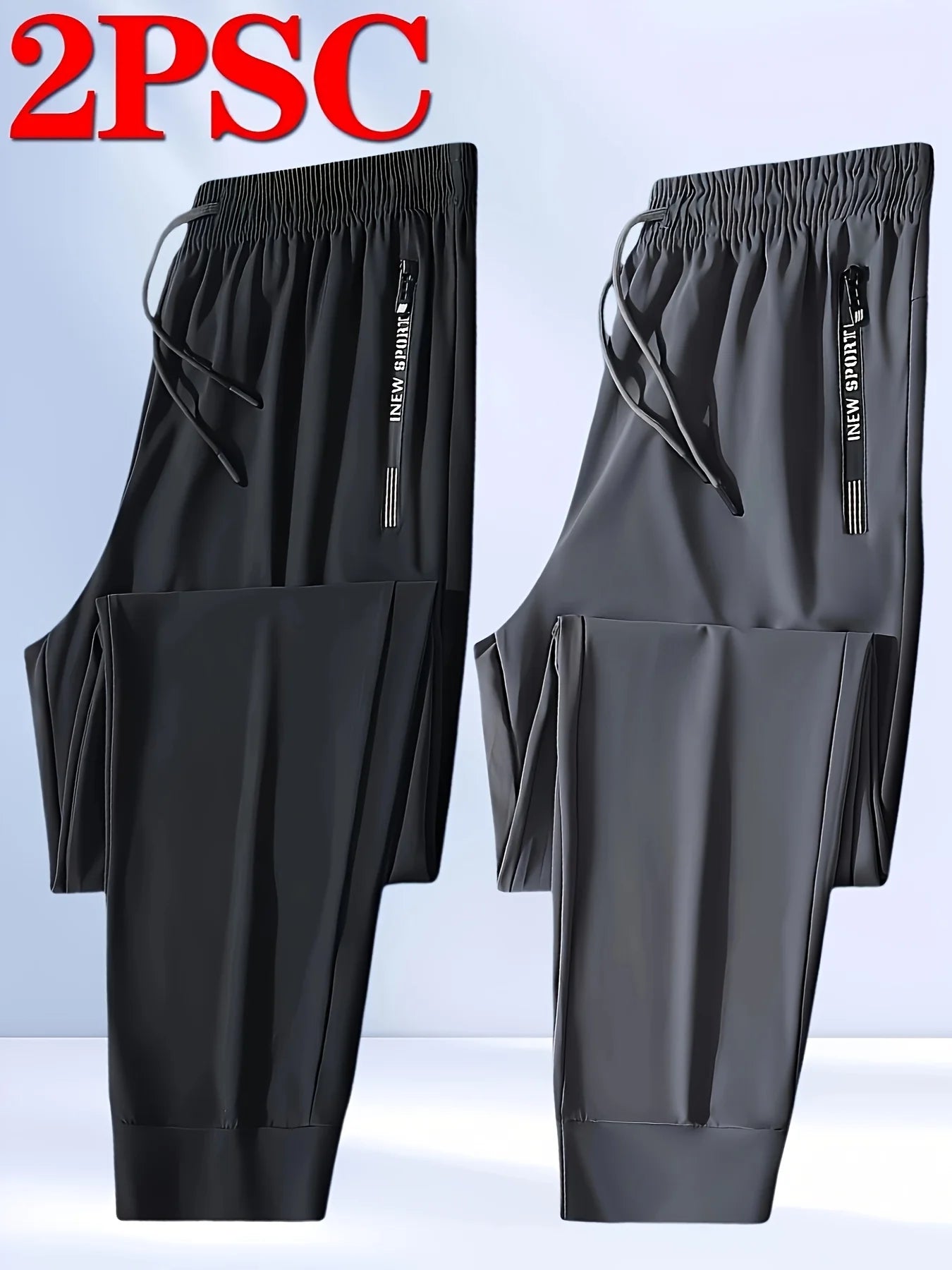 2-Pack Men's Sports Trousers High Stretch Men's Jogging Pants Quick-Drying Pajama Football Sweatpants Fishing Gray Man Straight