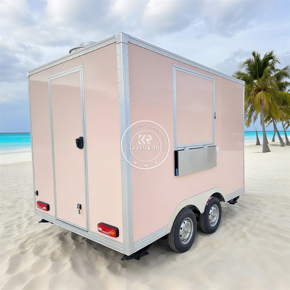 Street Mobile Fast Food Trailer Cart Fully Equipped Concession Snack Pizza BBQ Cart Food Truck With Full Kitchen For Sale