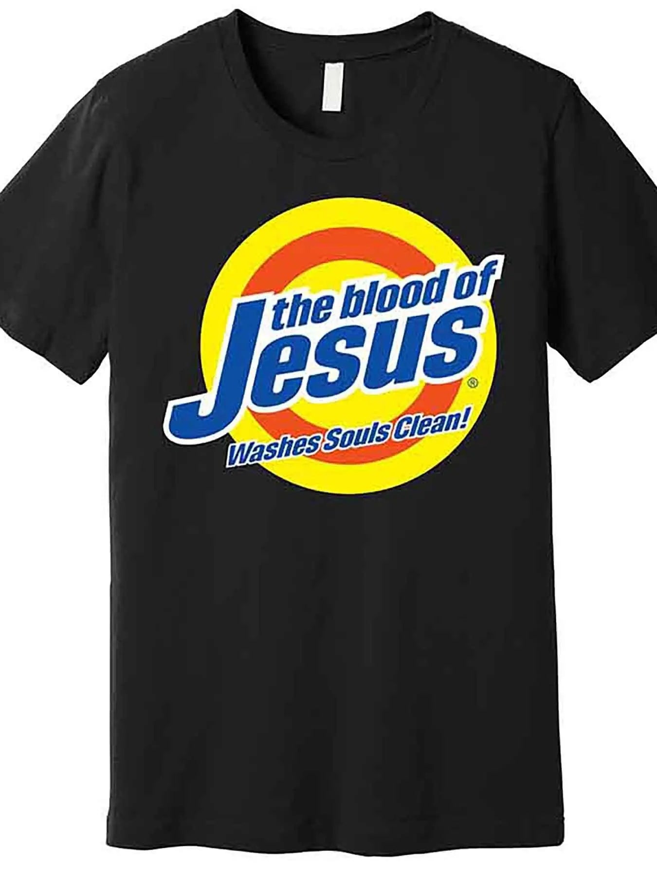 Blood of Jesus Cleanses Souls, Premium T-Shirt 230265 Fun, Men, Short Sleeves, Graphic T-Shirt, Collection, Black AA