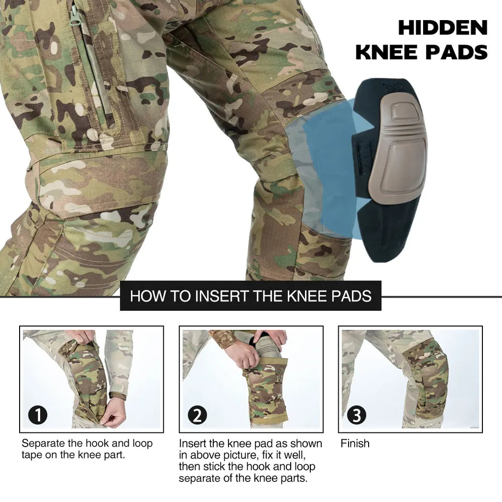 IDOGEAR Combat UFS Pants Tactical Pants w/ Knee Pads Camo Trousers 3209