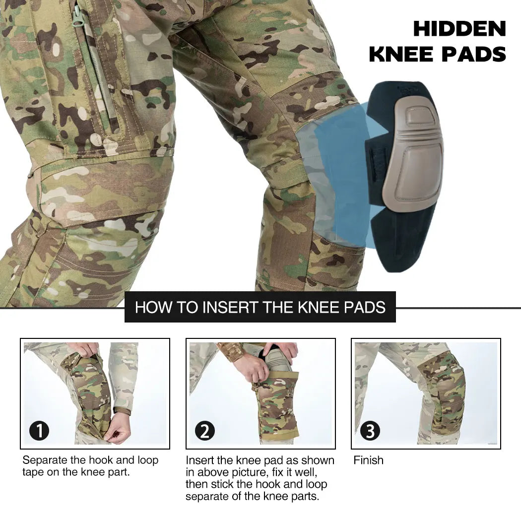 IDOGEAR Combat UFS Pants Tactical Pants w/ Knee Pads Camo Trousers 3209