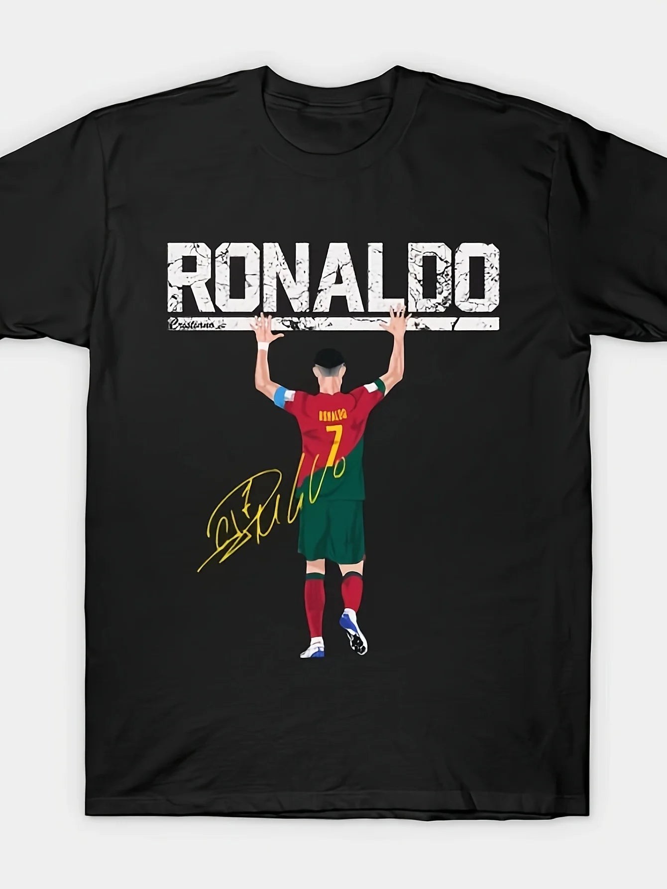 Ronaldo Portugal Jersey Design, Crew Neck, Short Sleeve, Multi-Color Printed Graphic