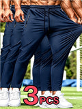 Mens Pants 3-Pack High Stretch Fabric Zipper Pocket Breathable Casual Sports Jogging Fitness Fishing Men's Football Gift Man Gym