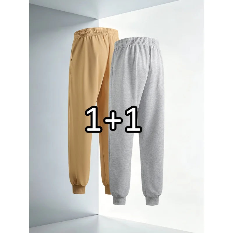 2-Pack Man Pants Clothing Casual Xl Black Men Y2k Clothes Sweatpants Black Sports Trousers Elastic Waistband Autumn Men Trousers