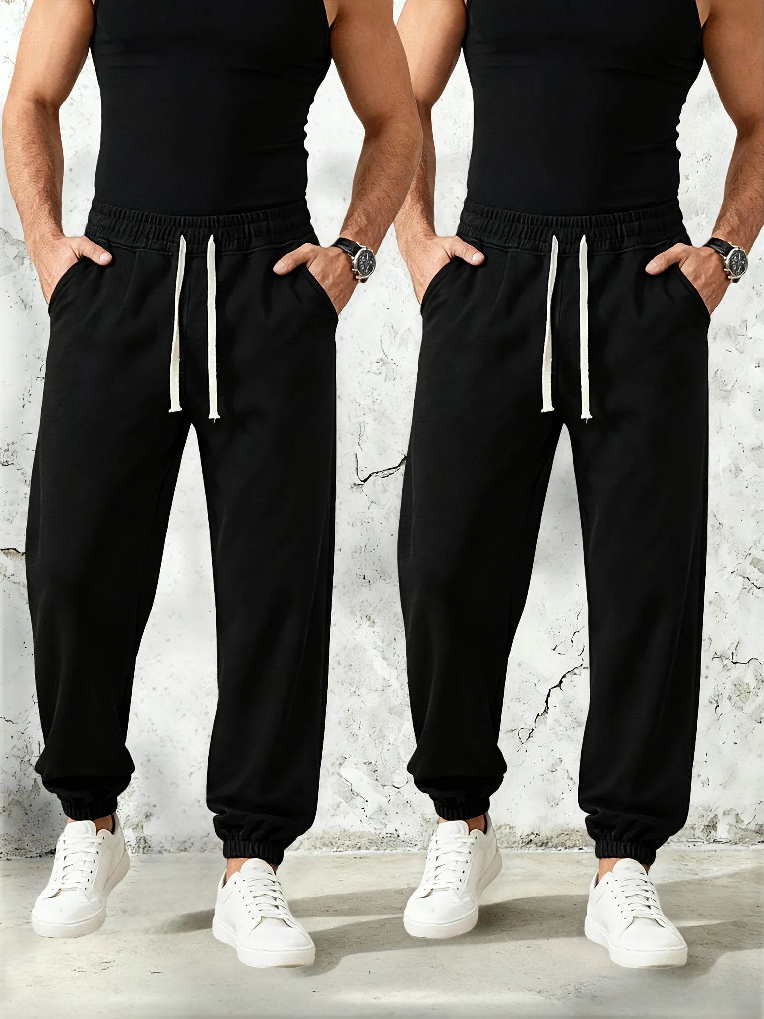 2 Pack Clothing Y2k Pants Man Cargo Casual Black Men Spring Men's Sweatpants Baggy 2026 Clothes Elastic Waistband Sports Boys
