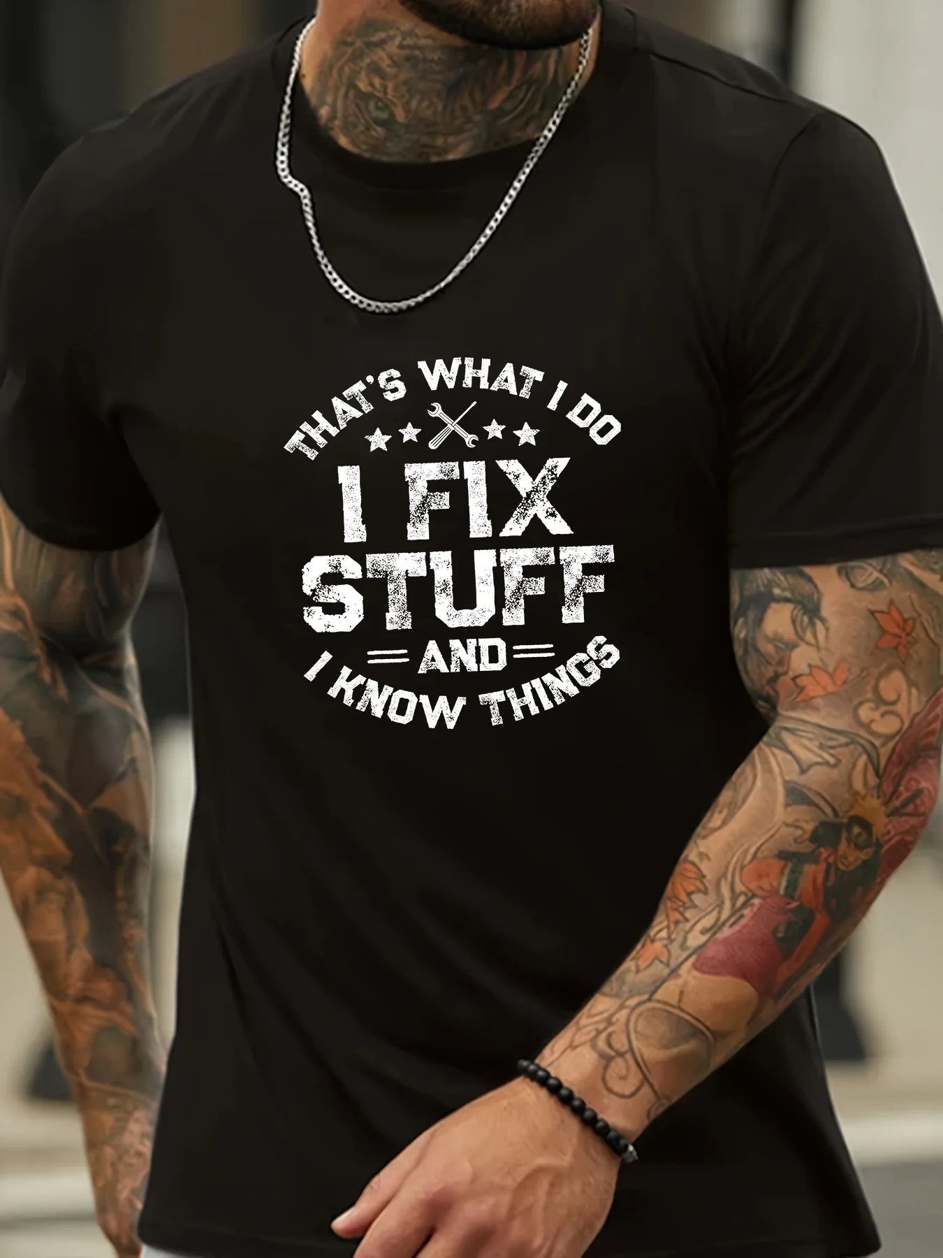 Men'S Cotton T-Shirt, Casual Crew Neck Short Sleeve Top with Slight Stretch, Novelty Sports & Hiking Apparel
