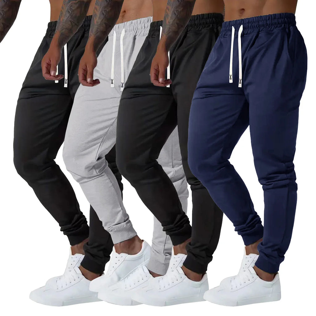 Men's 4-piece set cuffed sports casual pants, comfortable fabric, suitable for outdoor sports, shopping, and travel