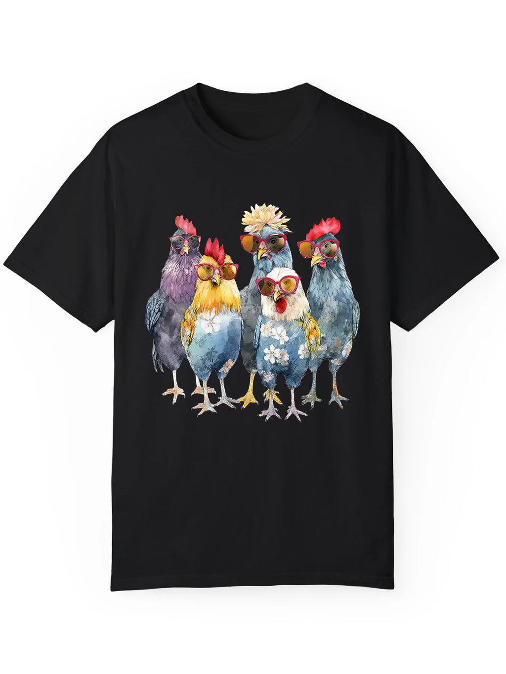 Men'S Summer Cotton T-Shirt with Knit Fabric - Casual Crew Neck Top with Alphabet Chicken Print, Short Sleeve