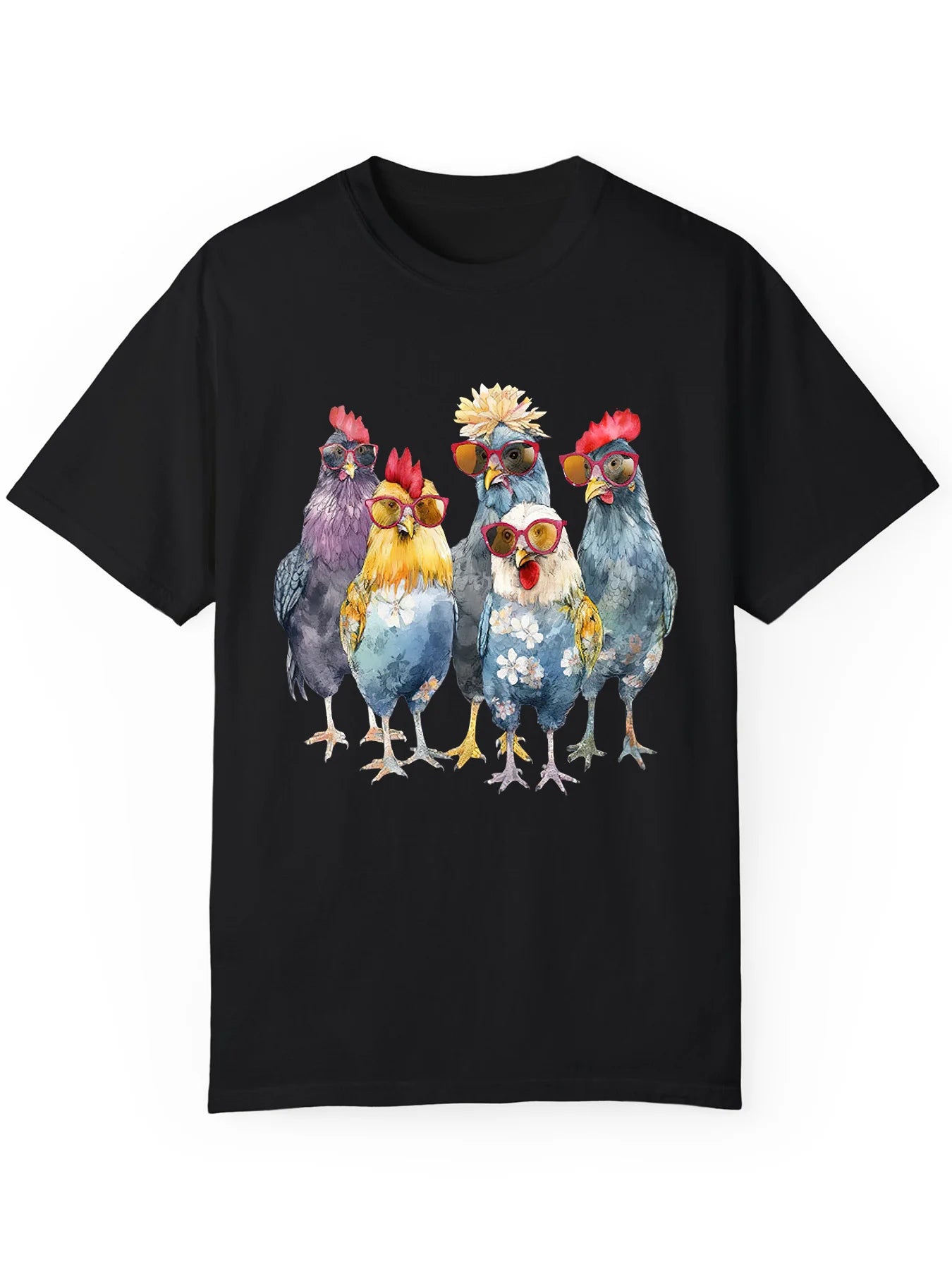 Men'S Summer Cotton T-Shirt with Knit Fabric - Casual Crew Neck Top with Alphabet Chicken Print, Short Sleeve