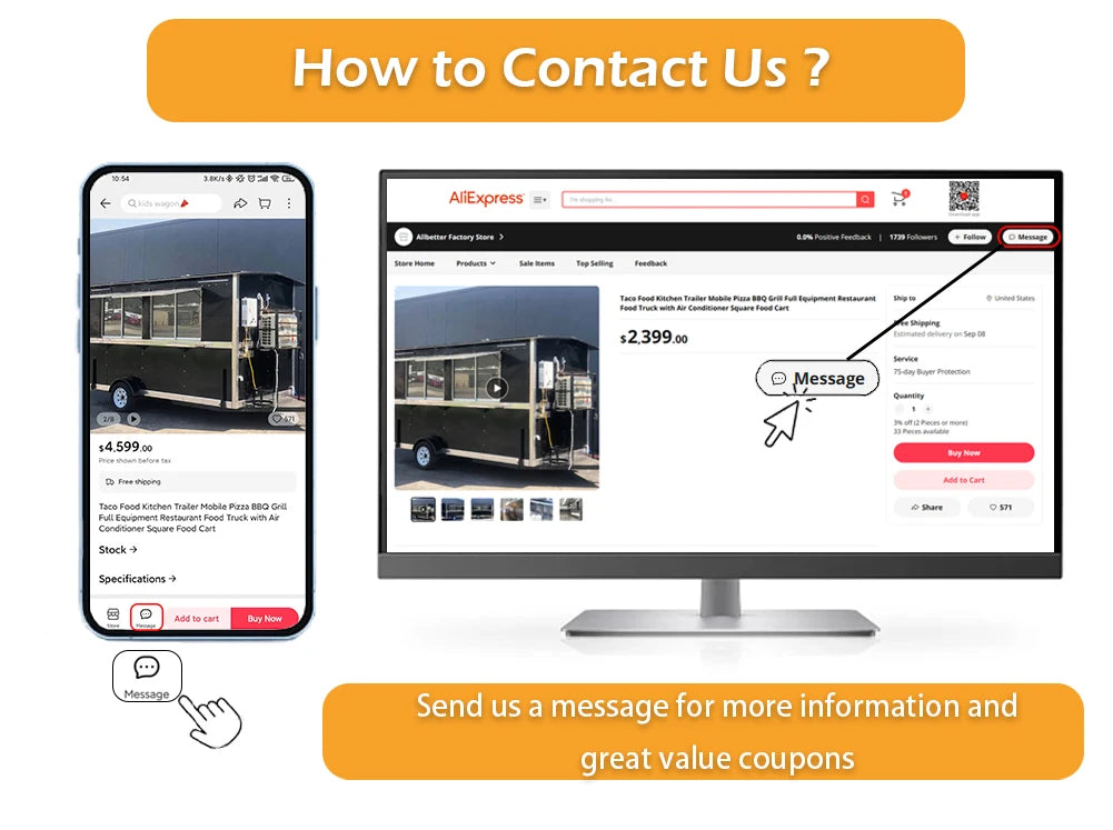 Allbetter 2024 New Luxury Multifunction Sales Vending Truck Mobile Food Truck Street Fast Food Food Trailer European Standard