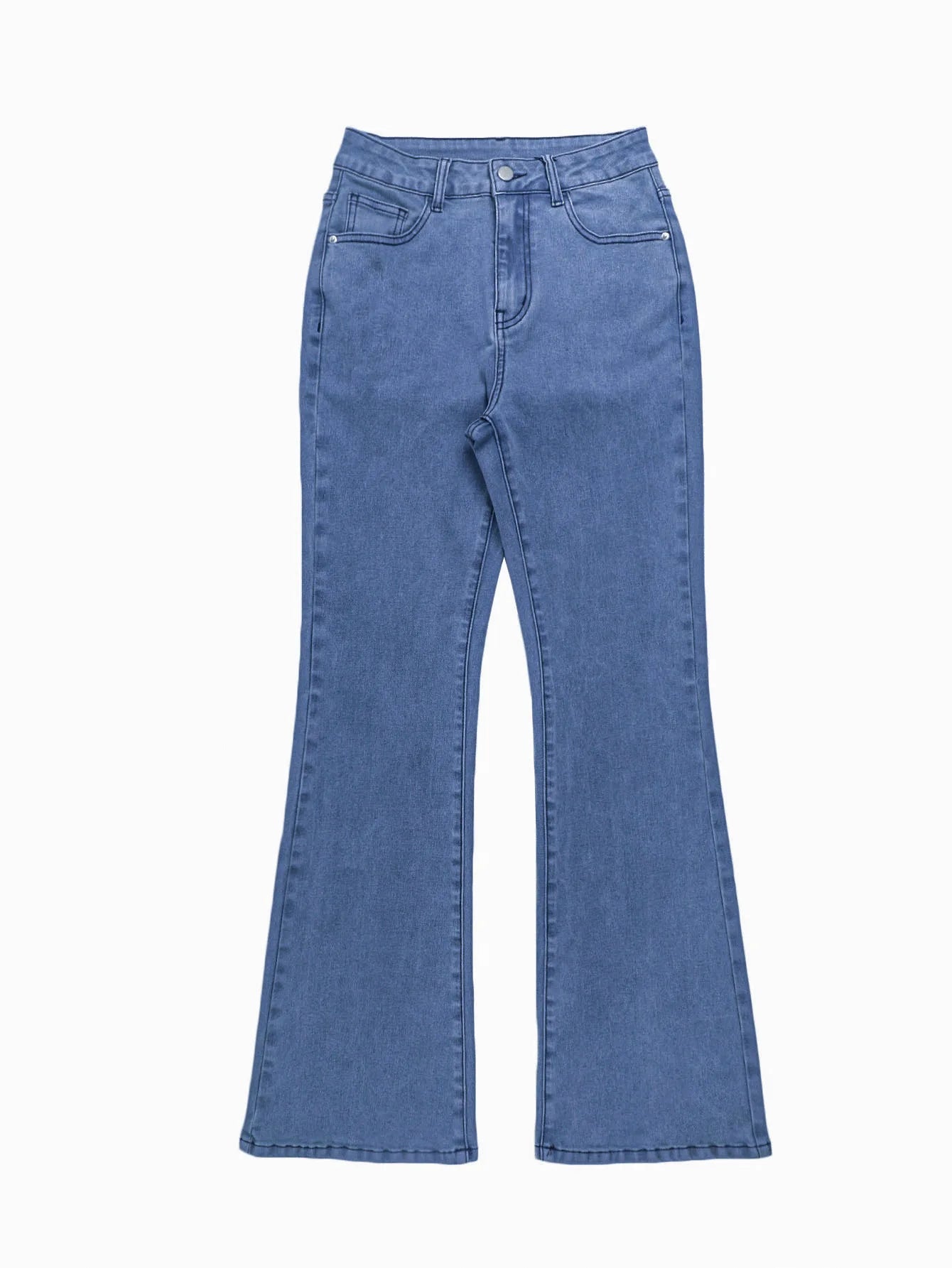 Men Jeans Boot Cut Solid Jean Wide Leg Denim Pant Distressed Washed Full Ankle Length Pockets Zipper Fly High Waist Basics