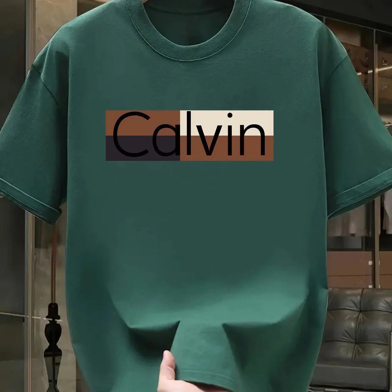 Men's Calvin Printed Cotton T-Shirt - 100% Pure Cotton Summer Tee  Loose Fit Round Neck Casual Sports Top