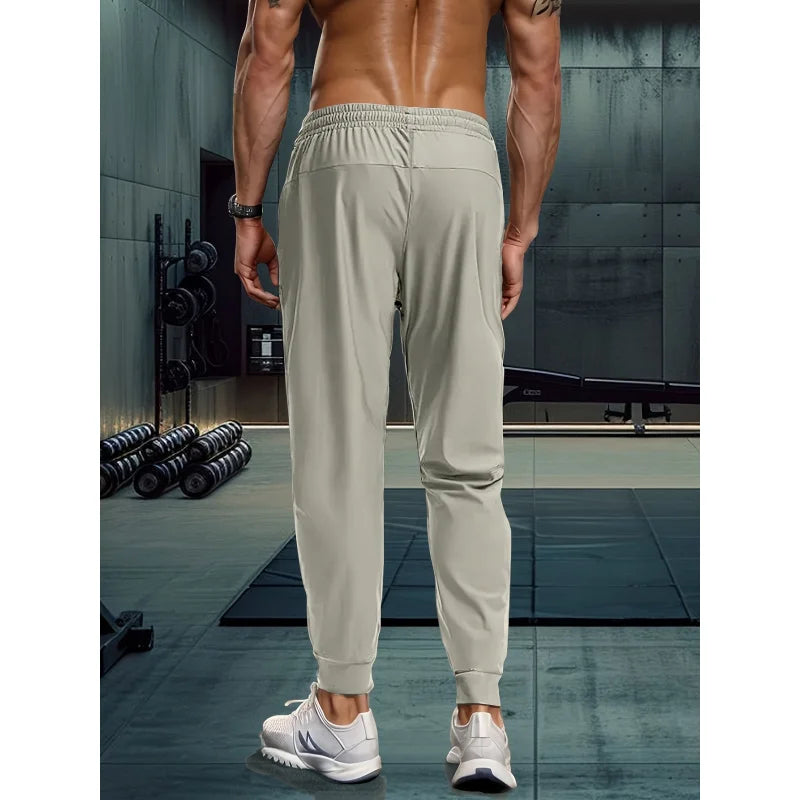 Men Gift Baggy Pants 3pc Men's Casual Sports Ice Silk Breathable Refreshing Elastic Quick-Drying Sports Fishing Gray Man Jogger