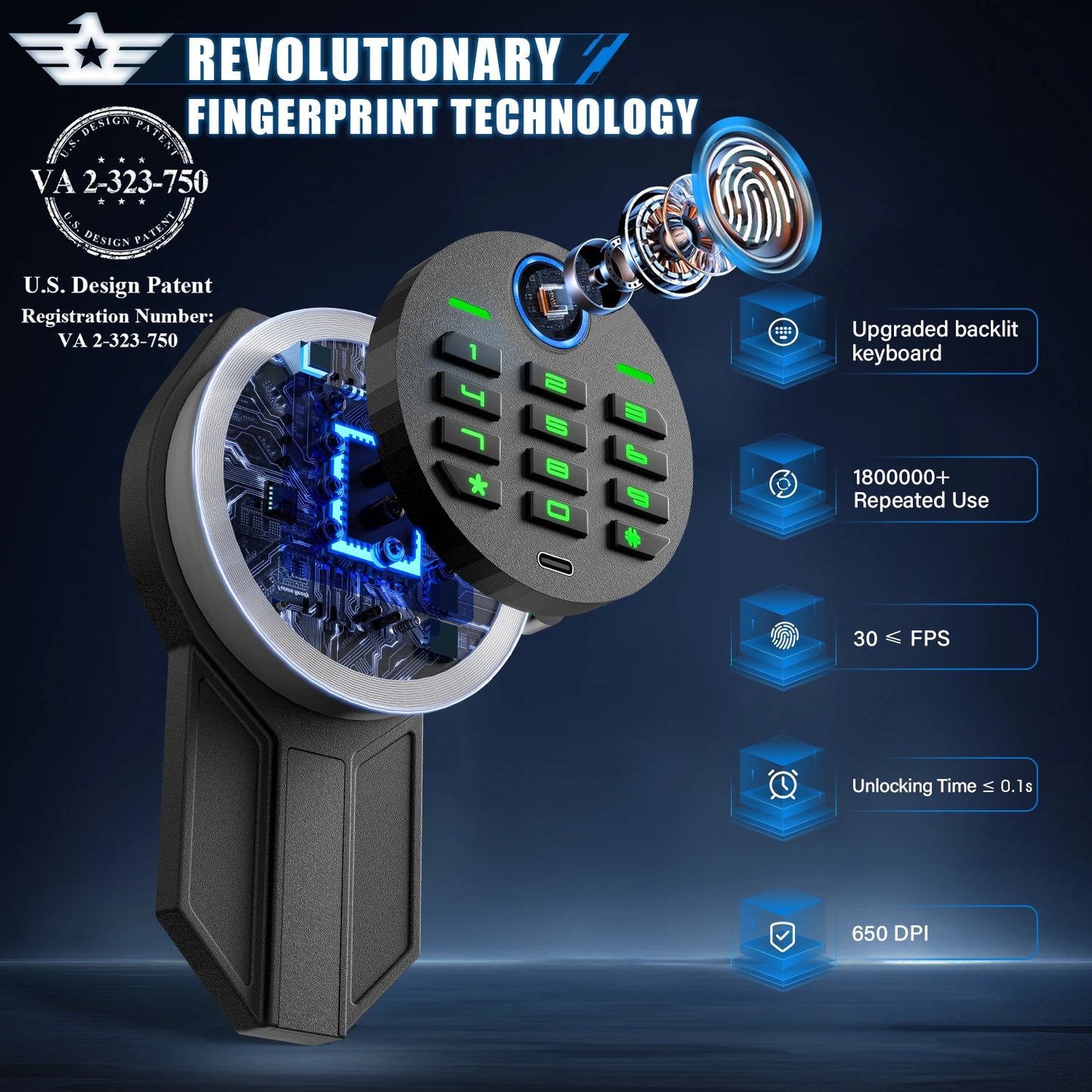 Kavey Biometric Fingerprint Gun Safe, Quick Access Gun Cabinets with LED Light, Adjustable Gun Rack and Removable Shelf