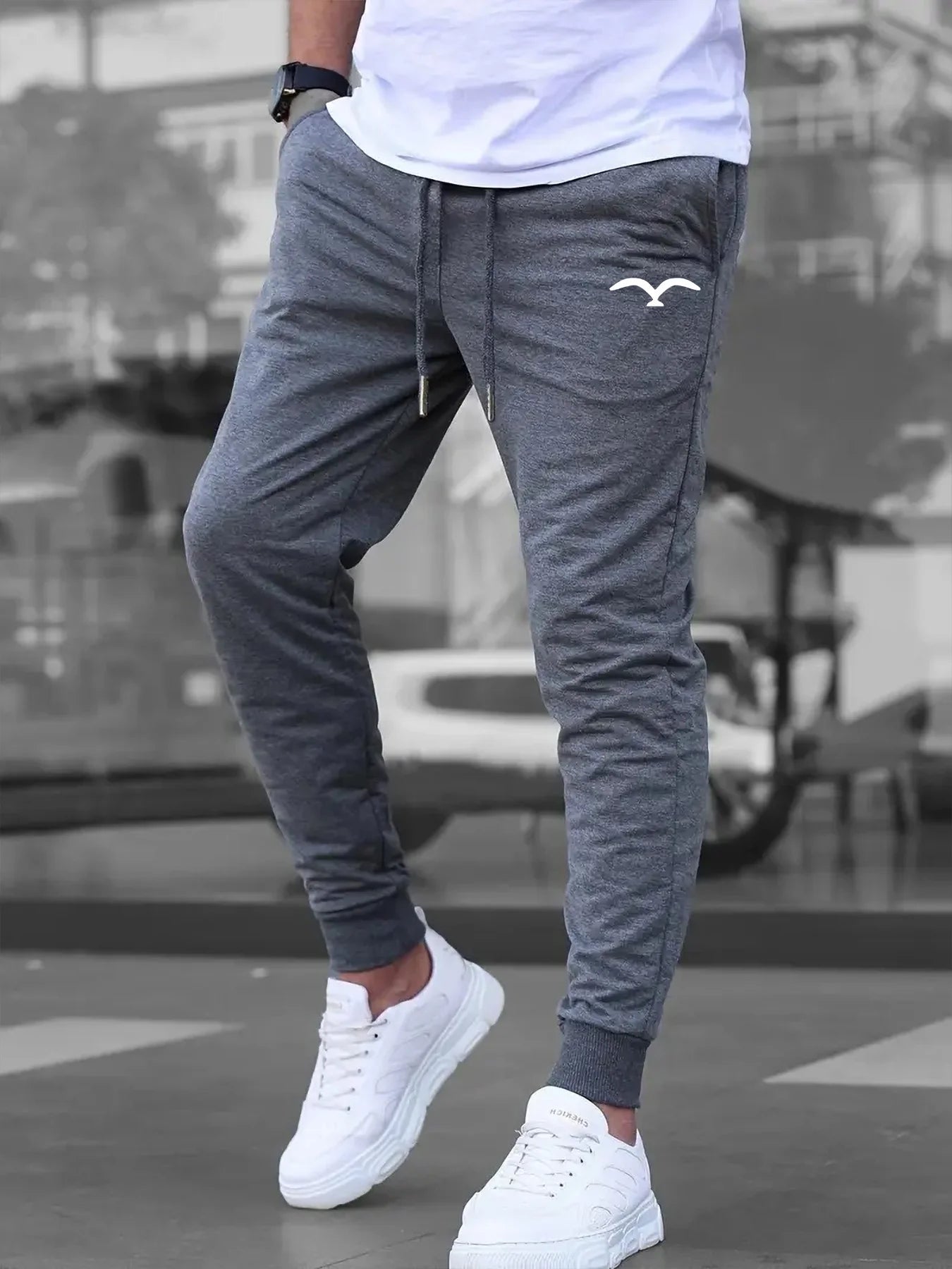 Men's Spring Summer Thin Sports Pants Outdoor Sports Long Pants Spring Autumn Jogging Pants Drawstring Elastic Waist Side