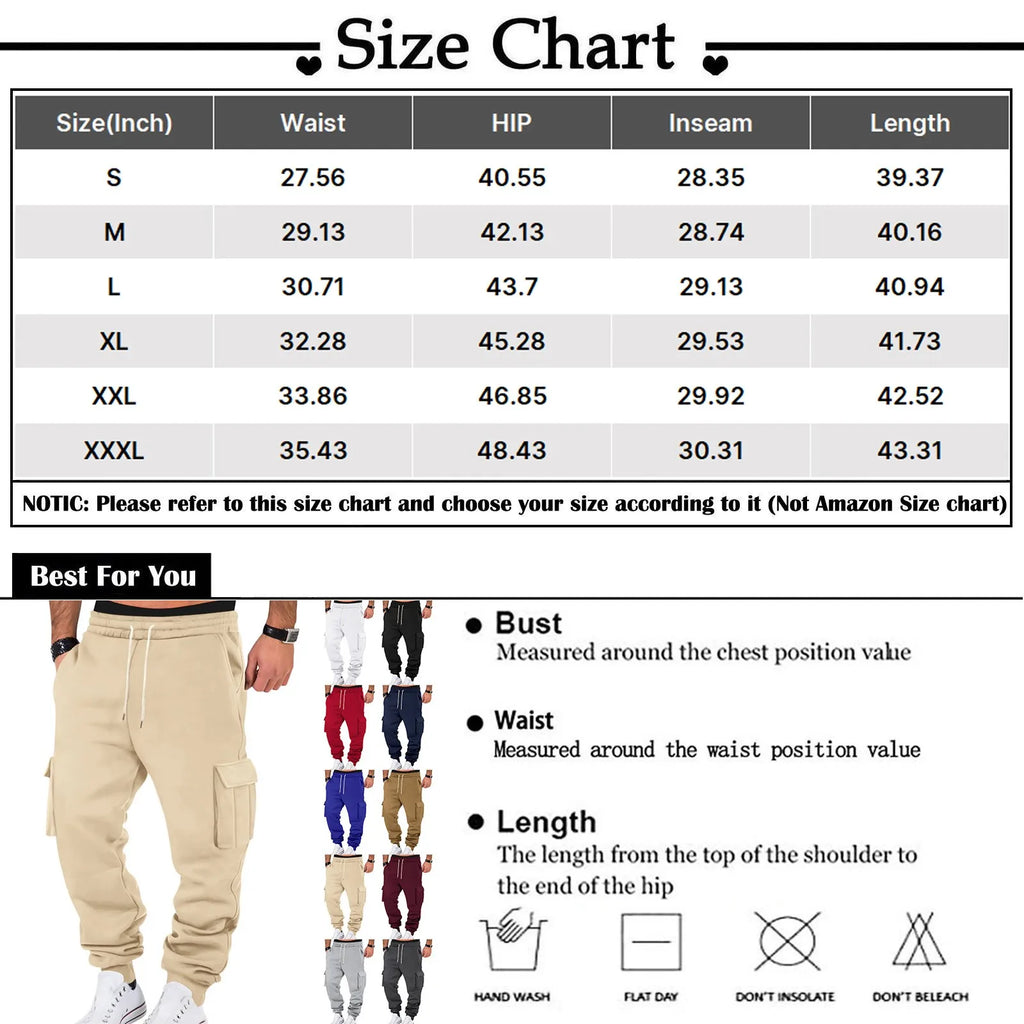 2025 Mens Sweatpants Straight Fit Joggers For Sports And Streetwear Loose Oversized Drawstring Long Pants Men Multi-Pocket Pants