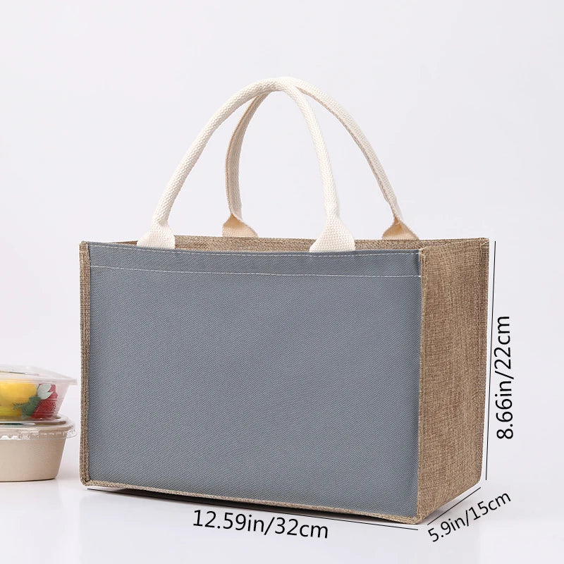 Blank DIY Painting Canvas Bags Hand Carrying Zipper Faux Linen Bags Solid Color Large Capacity Ladies Tote Shopping Bags
