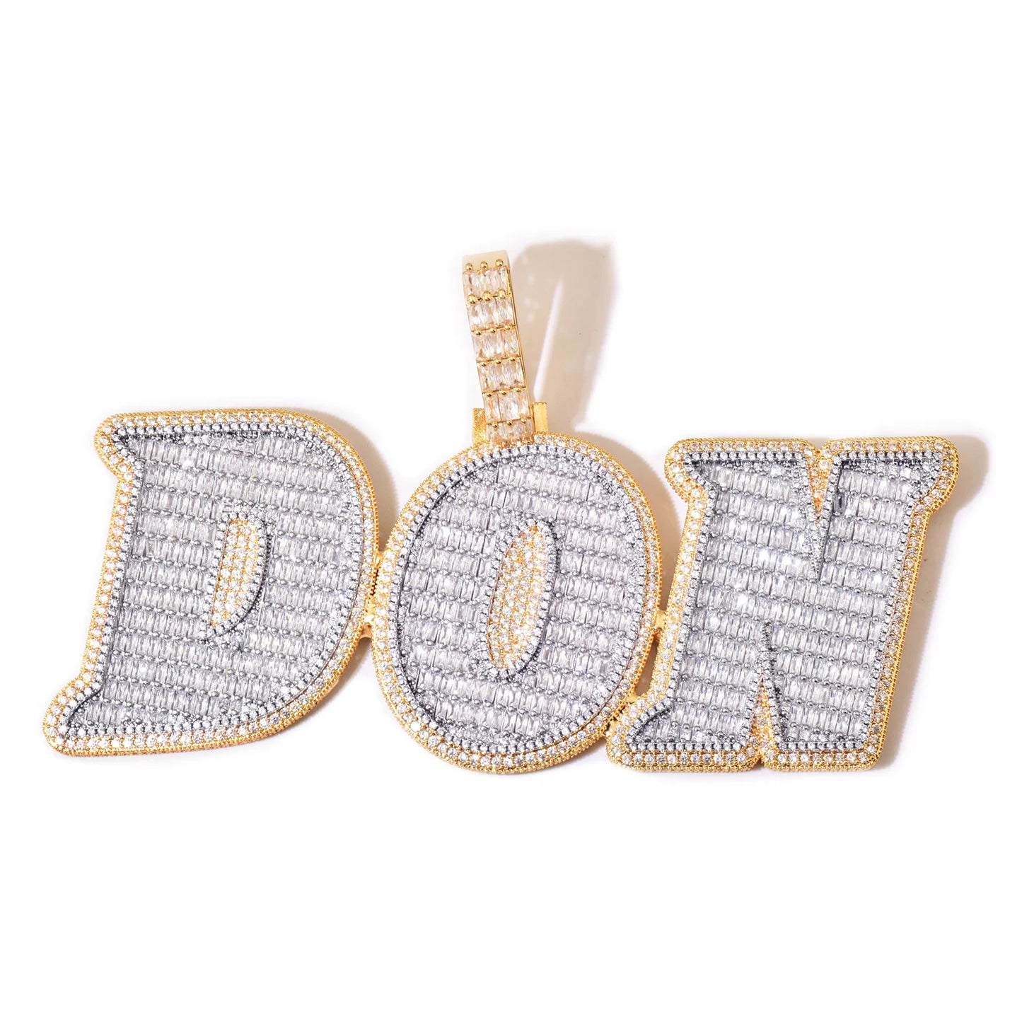 CUC Two Layer Big Letter Pendant Custom Name Necklace For Men Women Gold Silver Color Baguette Zircon Hip Hop Chain Jewelry 2024