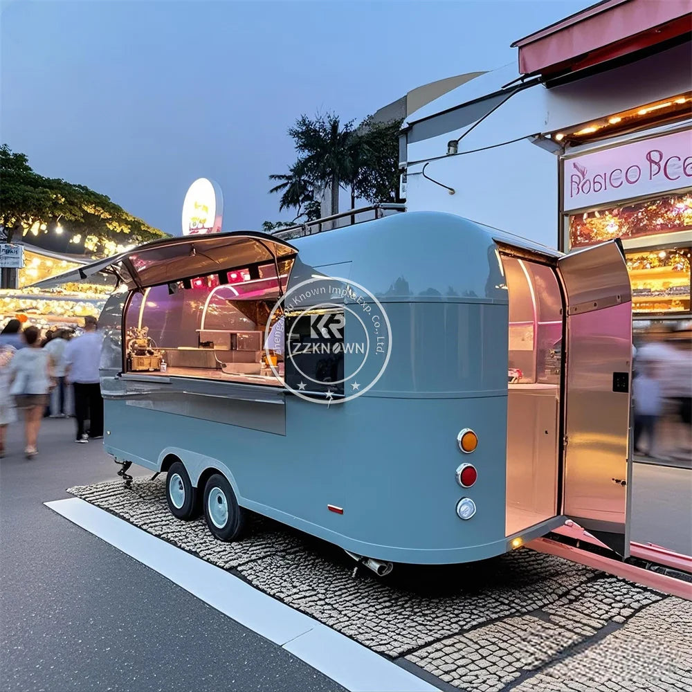 Custom Remorque Food Trailer Fully Equipped Mobile Kitchen Pizza Coffee Fast Food Truck for Sale Europe