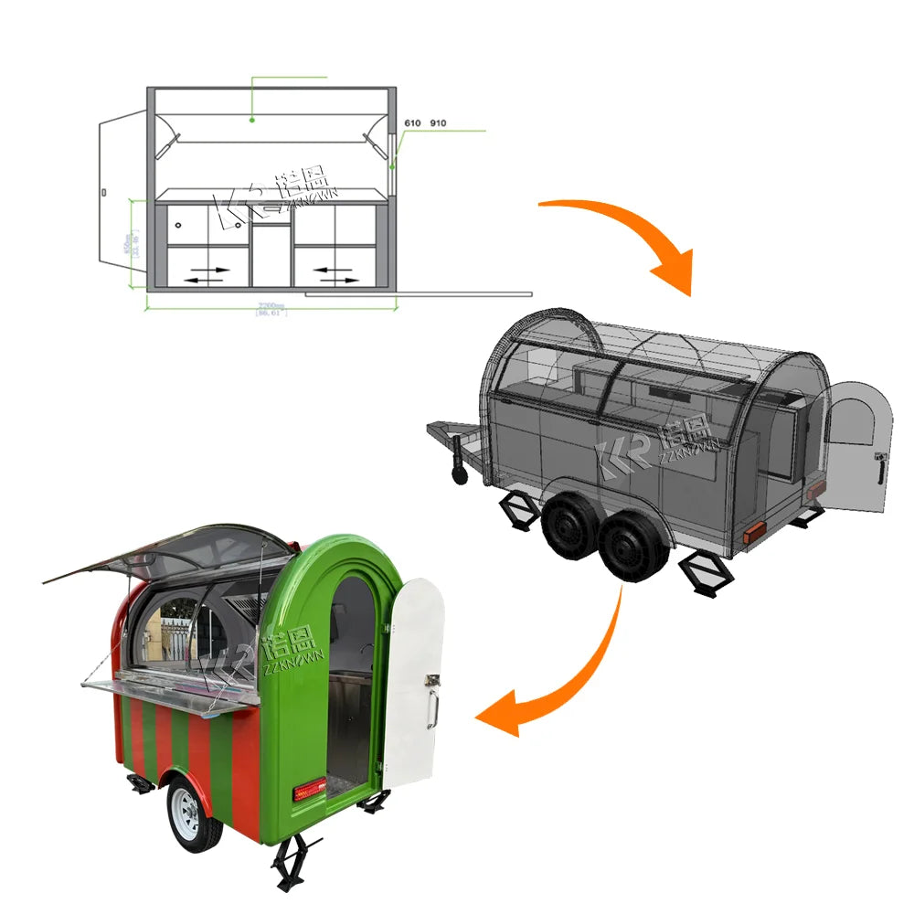 Best Selling Mobile Bar Station BBQ Pizza Trucks Food Cart Coffee Trailer Food Truck Mobile Kitchen Fully Equiped