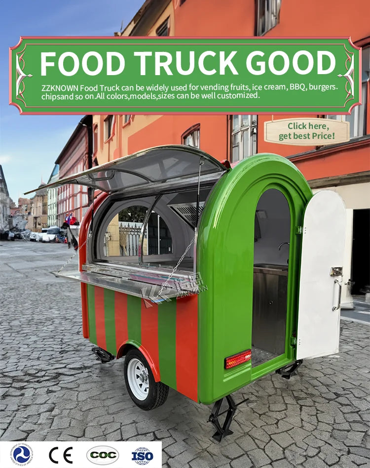 Best Selling Mobile Bar Station BBQ Pizza Trucks Food Cart Coffee Trailer Food Truck Mobile Kitchen Fully Equiped