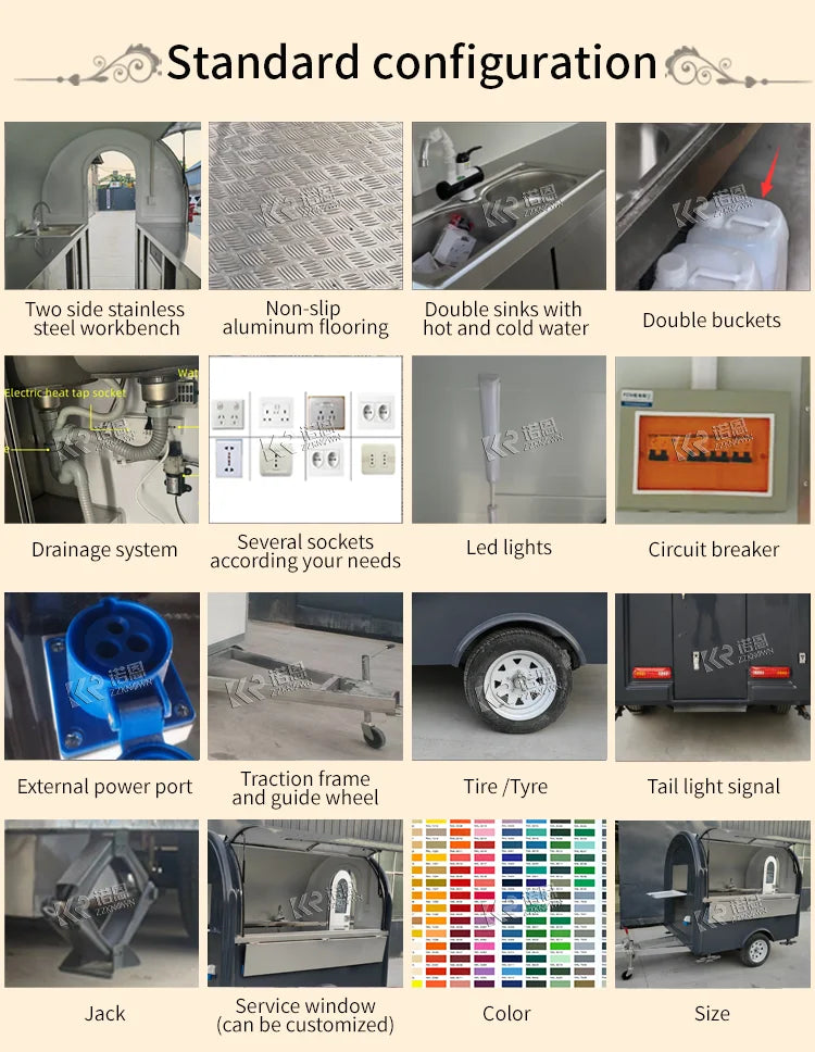 Best Selling Mobile Bar Station BBQ Pizza Trucks Food Cart Coffee Trailer Food Truck Mobile Kitchen Fully Equiped