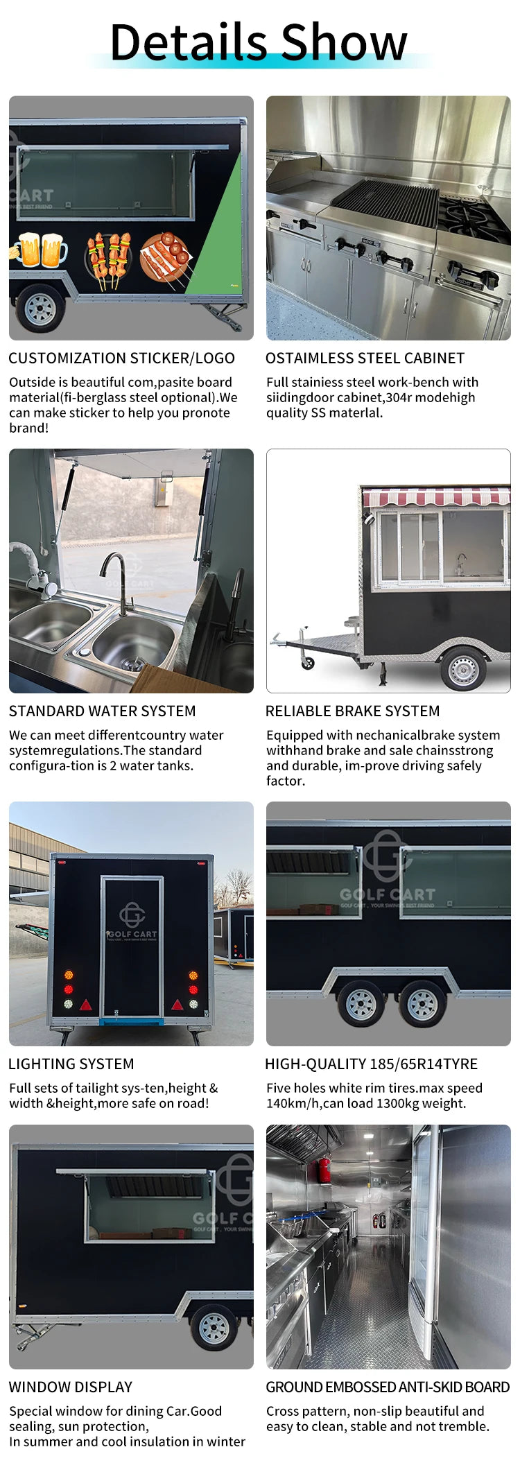 United State Food  Truck with Full Kitchen Concession Bbq Food Trailer with Porch Fully Equipped Custom Food Truck