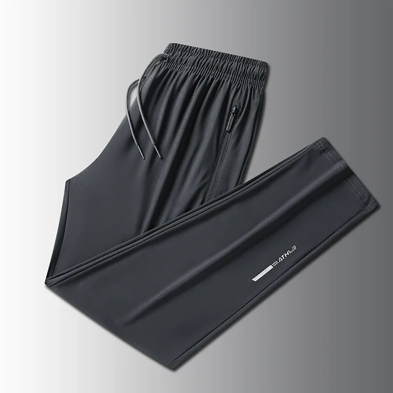 Plus Size 8xl Men Sports Pants Quick-Drying Men'S Trousers Joggers Sportswear Solid Ice Silk Sweatpants Male Elastic