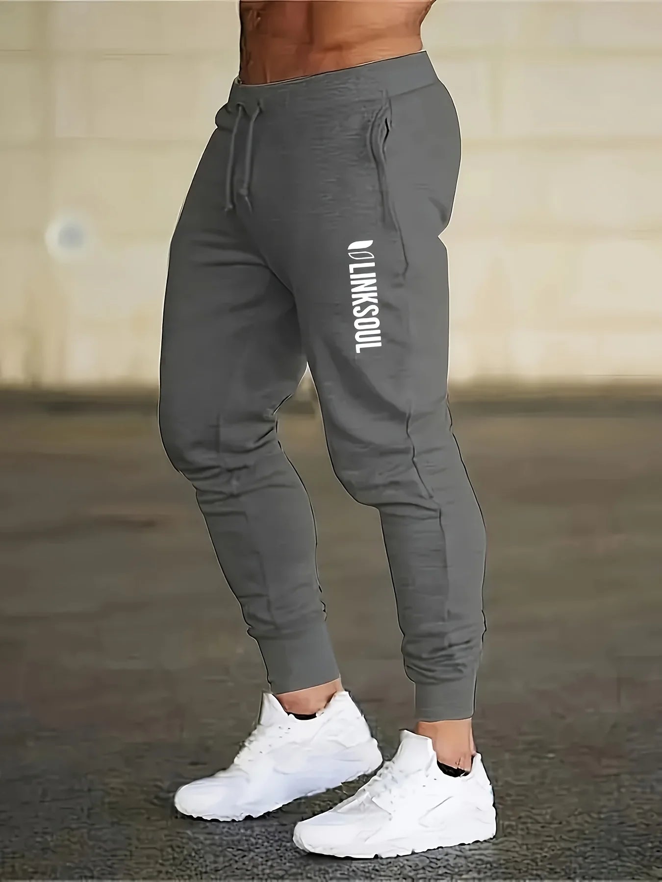 Men's Sports Pants, Lightweight Elastic Waist Fitness Running Pants, Stretch Training Pants for Outdoor Activities, Sportswear