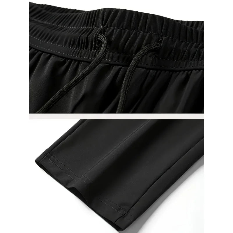 2Pcs Unisex Quick-drying Sweatpants Moisture-wicking Ice Fiber Elastic Waistband Breathable Straight Running Casual Baggy Pants