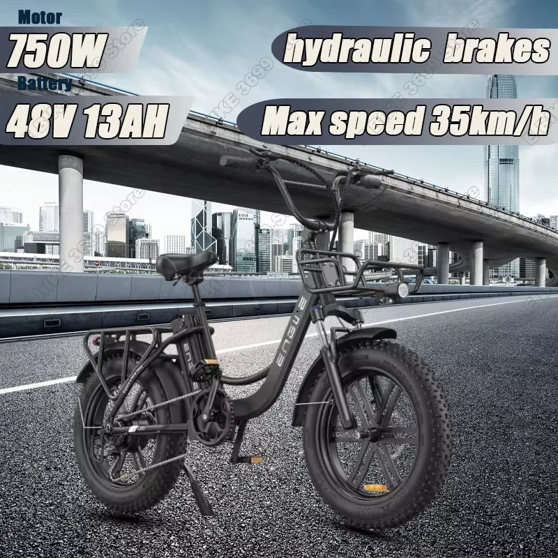Electric Bicycle ENGWE L20 250W 48V 13AH Motor Battery 20*4.0inch Fat Tire Ebike 140km Mileage Adult Mountain City Electric Bike