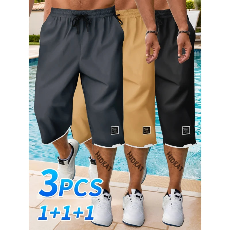 Summer Workwear 3-Pack Men's Casual Drawstring Cropped Pants Sports Gym Shorts Man Clothes Fashion Clothing Half Y2k Basketball