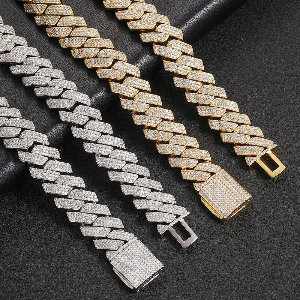 KNOBSPIN D VVS1 All Moissanite Cuban Bracelets for Women Man Hip Hop Party Fine Jewelry with GRA s925 Sterling Sliver Bracelet