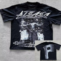 American Retro Letter Print Oversized T Shirt Y2K Streetwear Hip Hop Crew Neck Loose Casual Harajuku Fashion Street Goth Top